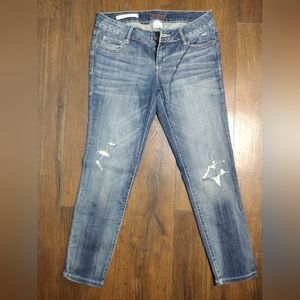 Y2k Jeans Sz 9 Juniors Decree Stretch Super Skinny Mid Rise Distressed Grunge